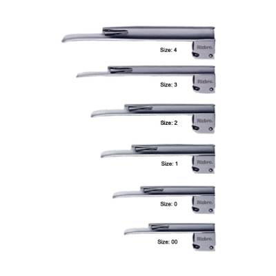 English Miller Fiber Optic Laryngoscope Blades.